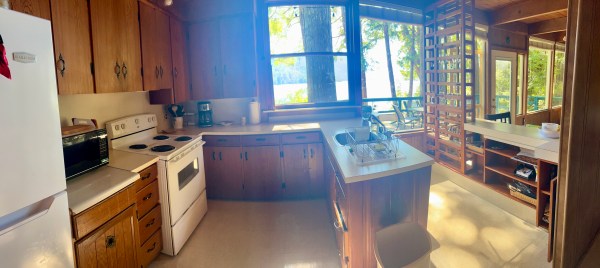 Kitchen fixed up at our Sproat Lake Vacation Rental Lakefront Home Cabin